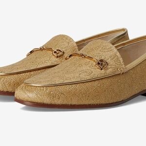 Sam Edelman Loraine loafers in a Gold Metallic Jacquard Horsebit Loafers. Sz6.5M